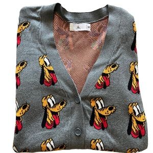 Disney Store Pluto 90th Anniversary Varsity Gray Cardigan Adult Size XLarge